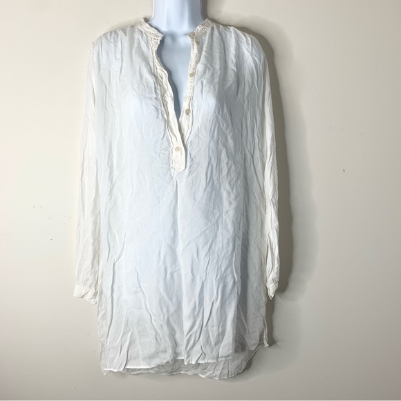 Aritzia Wilfred Free Button Shirt Dress Tunic Blouse Off White lightweight XXS - Picture 16 of 16